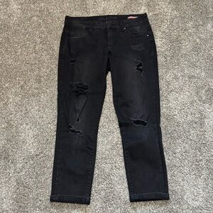 Jag Jeans Black Distressed Destroyed Low Rise Skinny Ankle Size 8